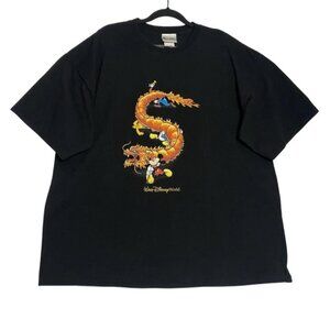 VTG RARE Walt Disney World Chinese New Year Dragon Black Tee Shirt Size 2XL